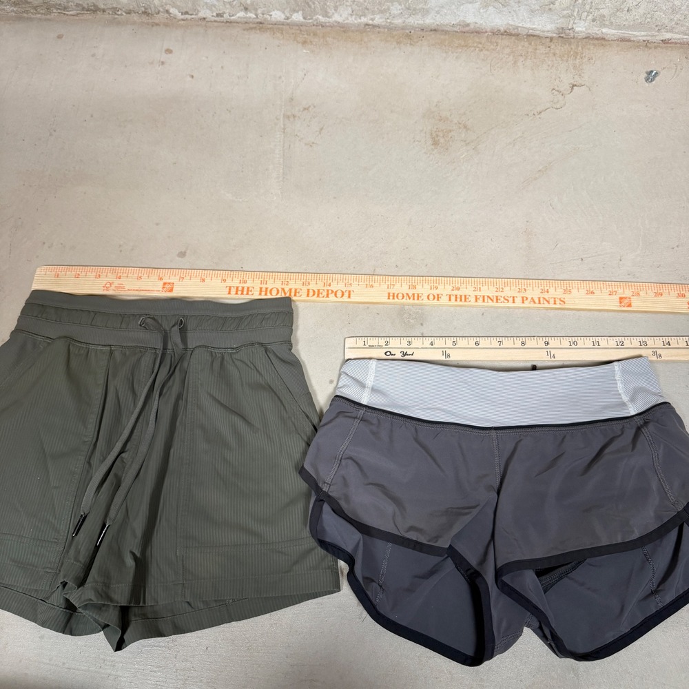 Lululemon Shorts Bundle Womens size 2 dance studio & Speed Up Olive Grey - Picture 5 of 6